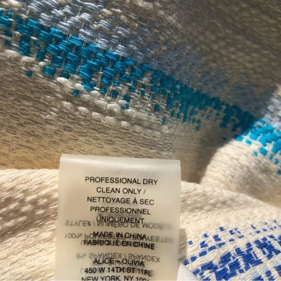 Alice + Olivia 2 Mini Dress Cream Blue Stripes Sleeveless Cut Out XS Everleigh - Picture 8 of 10